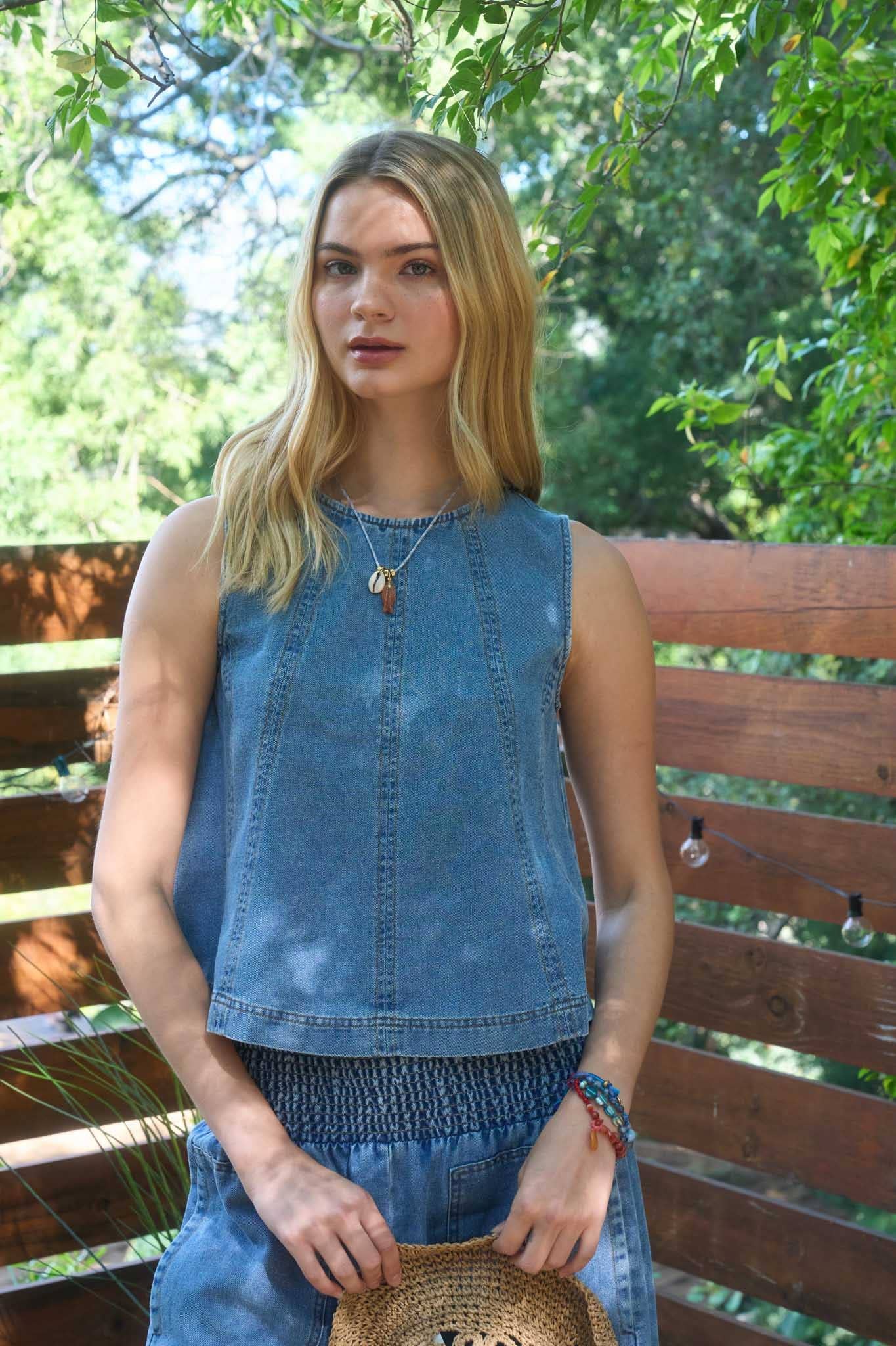 Sleeveless Denim Top