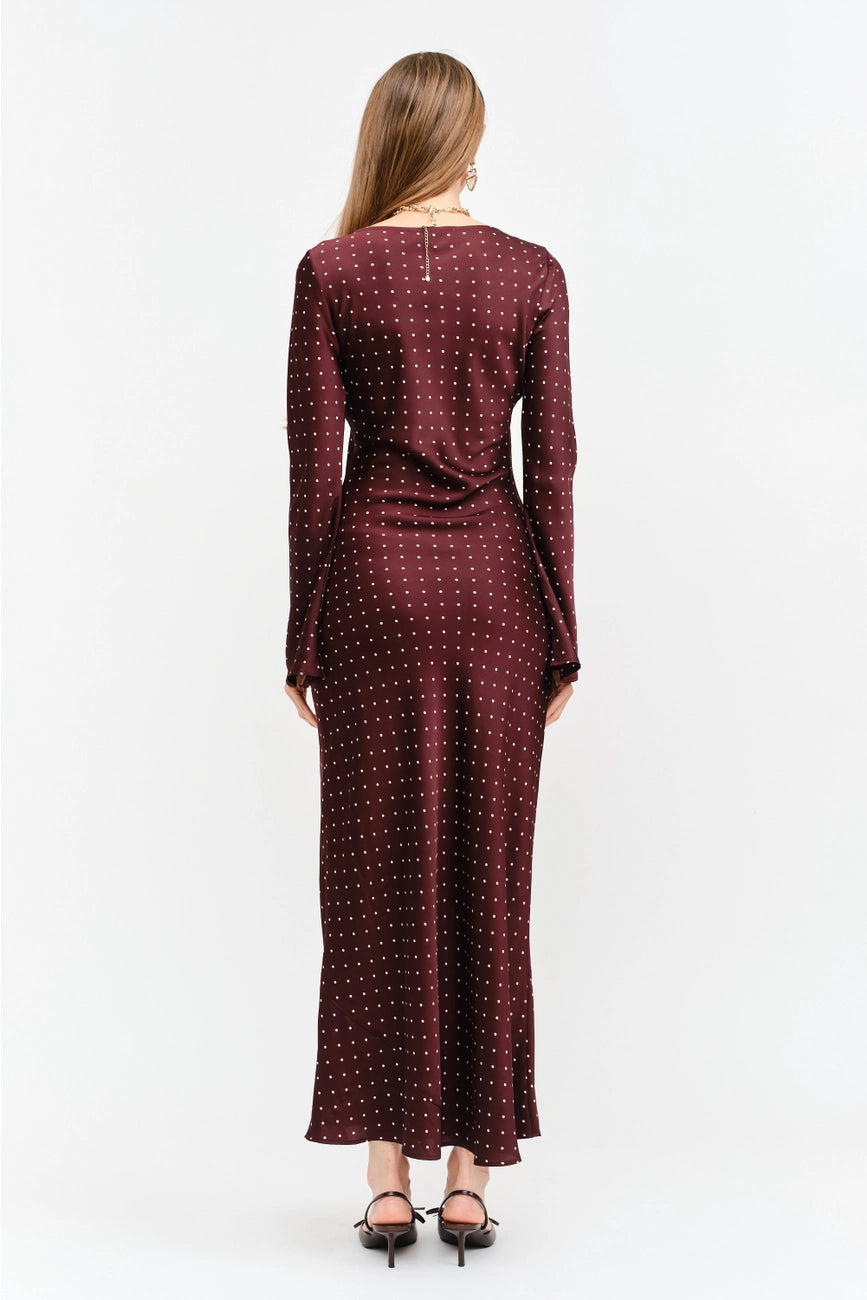 Georgie Burgundy Dot Dress