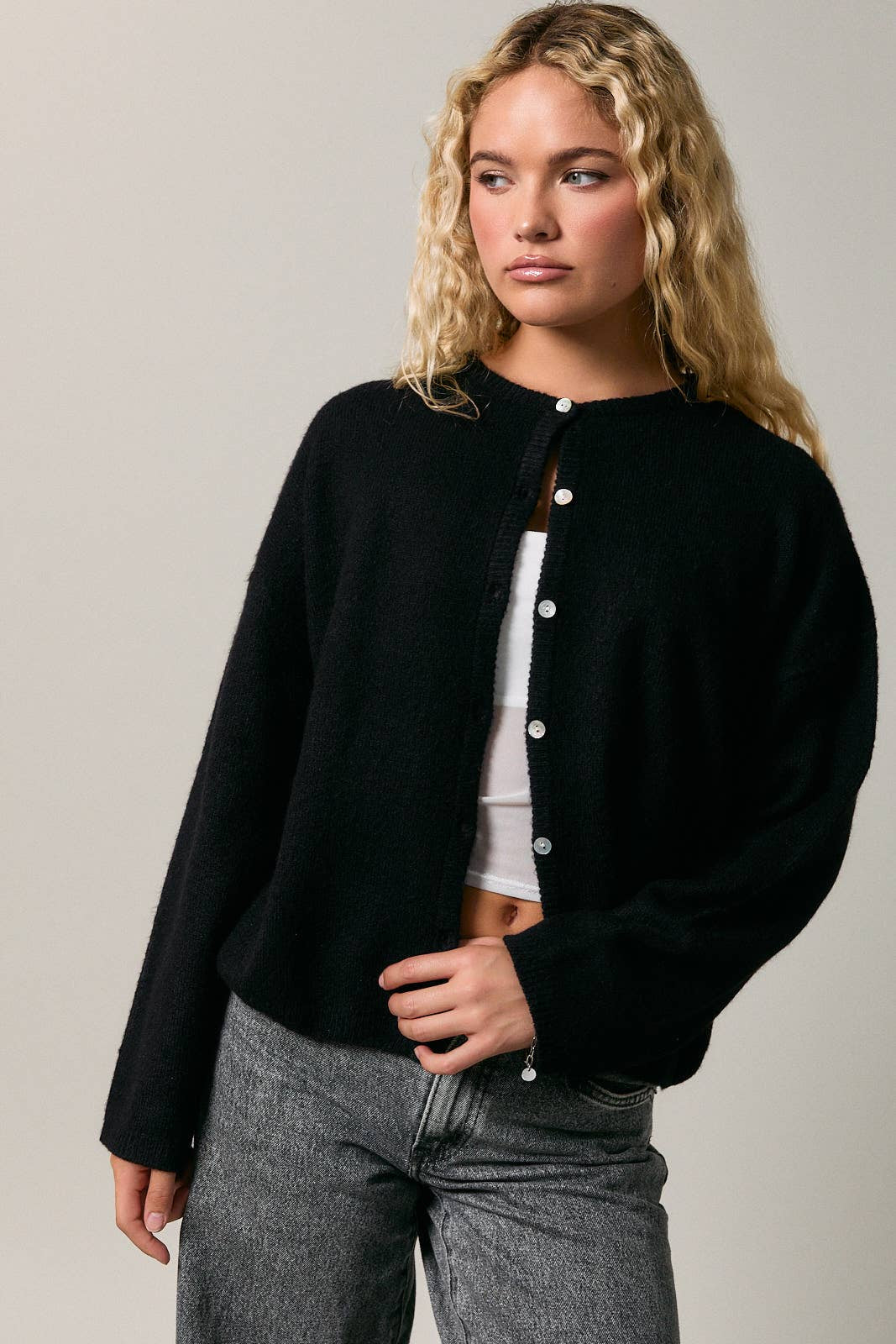 CREW NECK SWEATER CARDIGAN