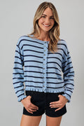 STRIPED  CARDIGAN WITH RUFFLE