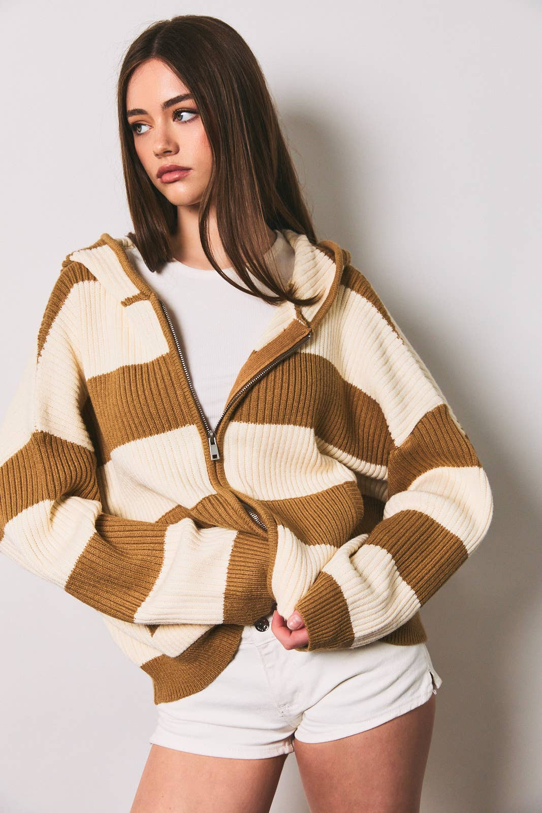 Mocha Zip Up Sweater