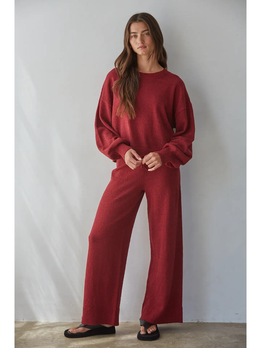 KNIT PANTS || WINE