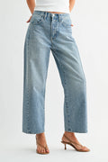 High Rise Barrel Twist Medium Wash Jean