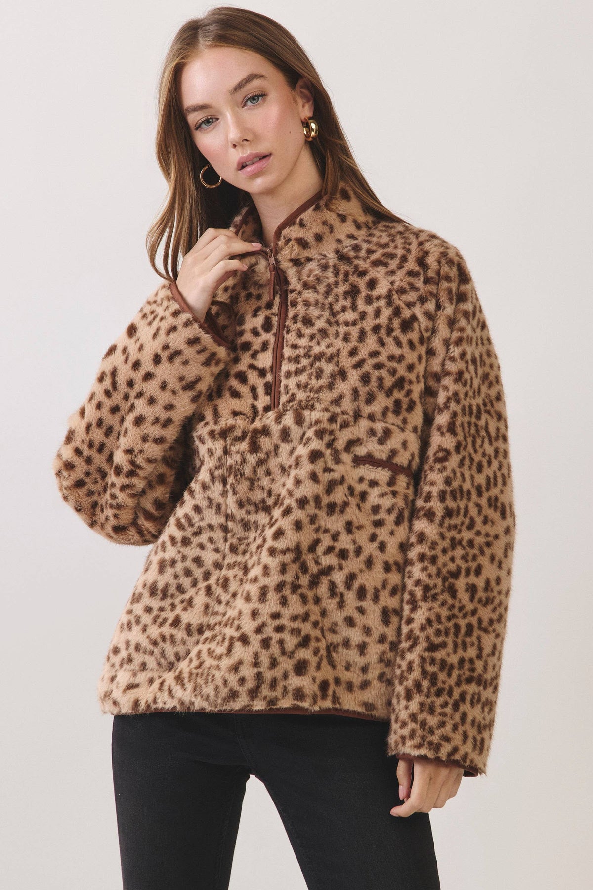 Leopard Half Zip
