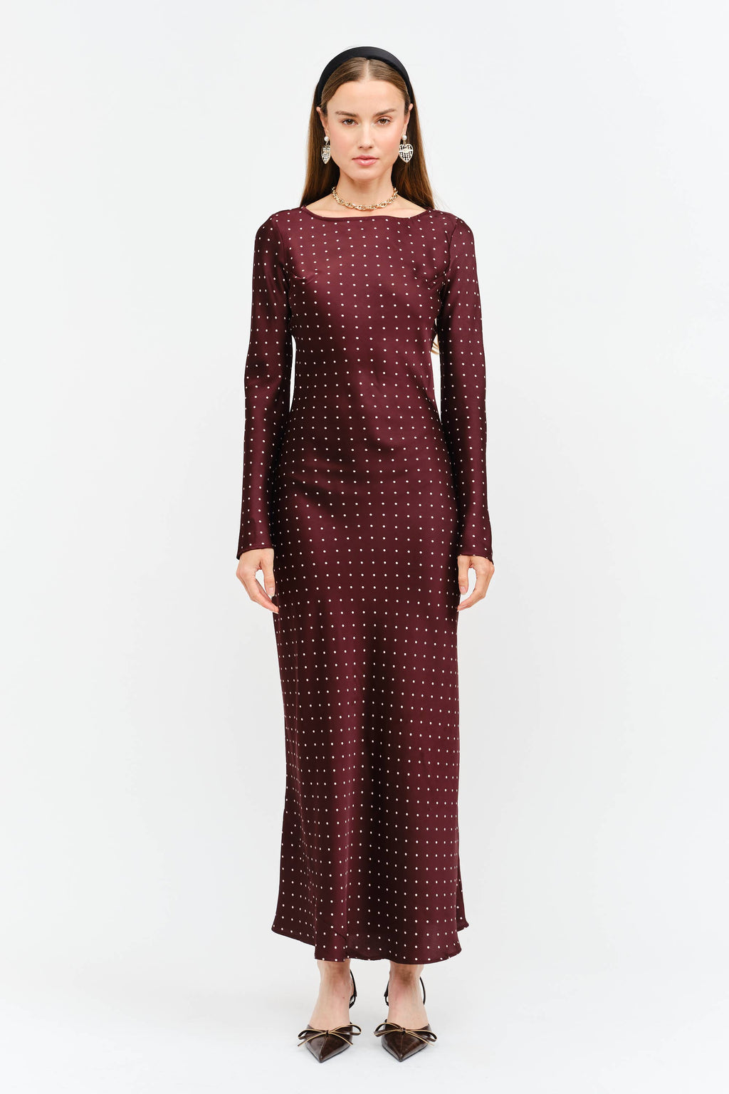Georgie Burgundy Dot Dress