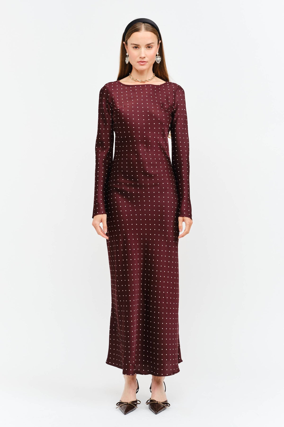 Georgie Burgundy Dot Dress