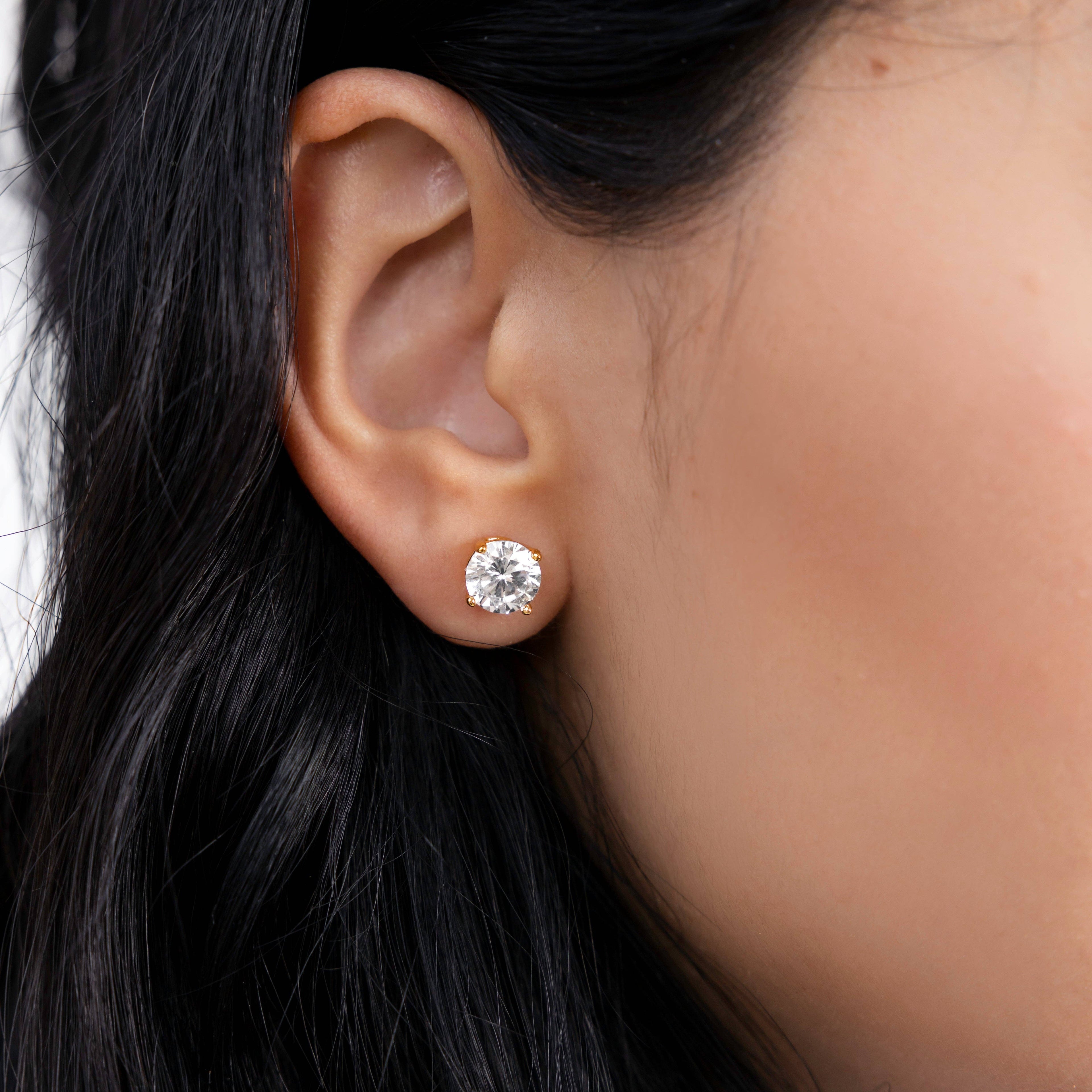Demi-Fine 8mm Round Solitaire Stud Earrings – Gold