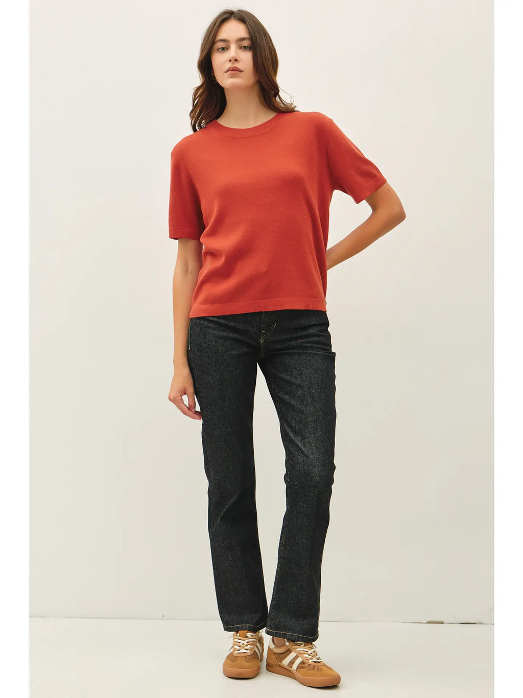 CASHMERE BLENDED SHORT SLEEVE SWEATER