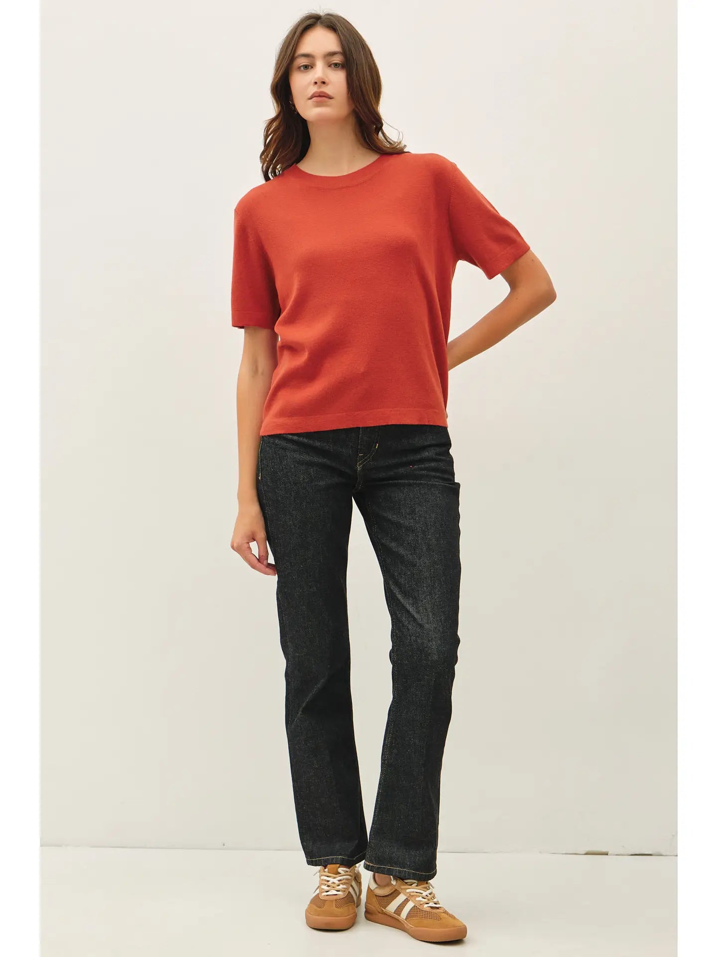 CASHMERE BLENDED SHORT SLEEVE SWEATER