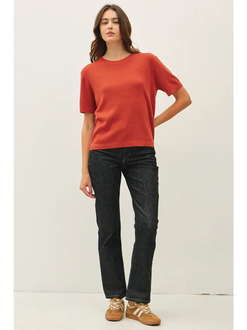 CASHMERE BLENDED SHORT SLEEVE SWEATER