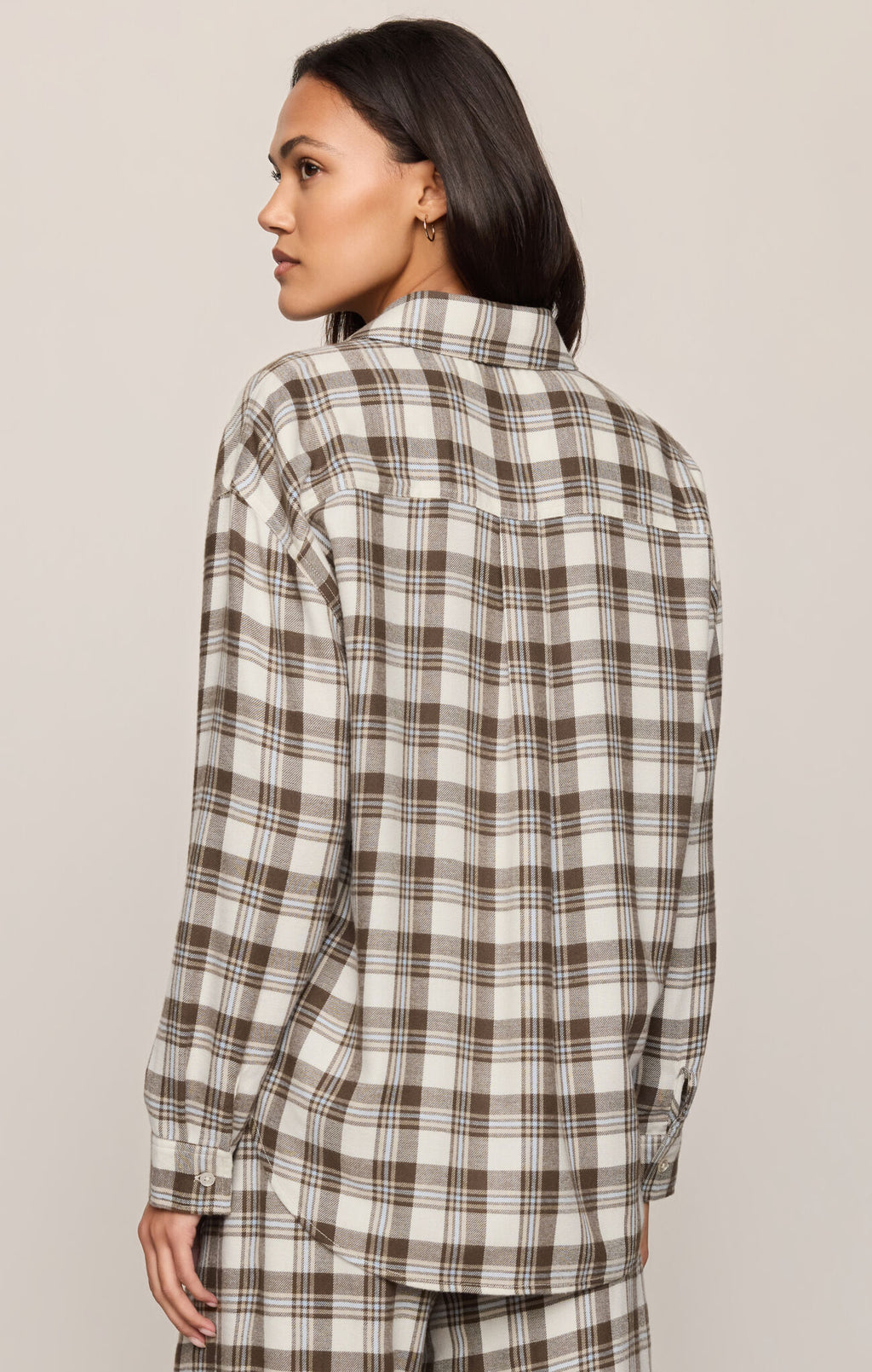 RIVER PLAID BUTTON UP COCOA BEAN