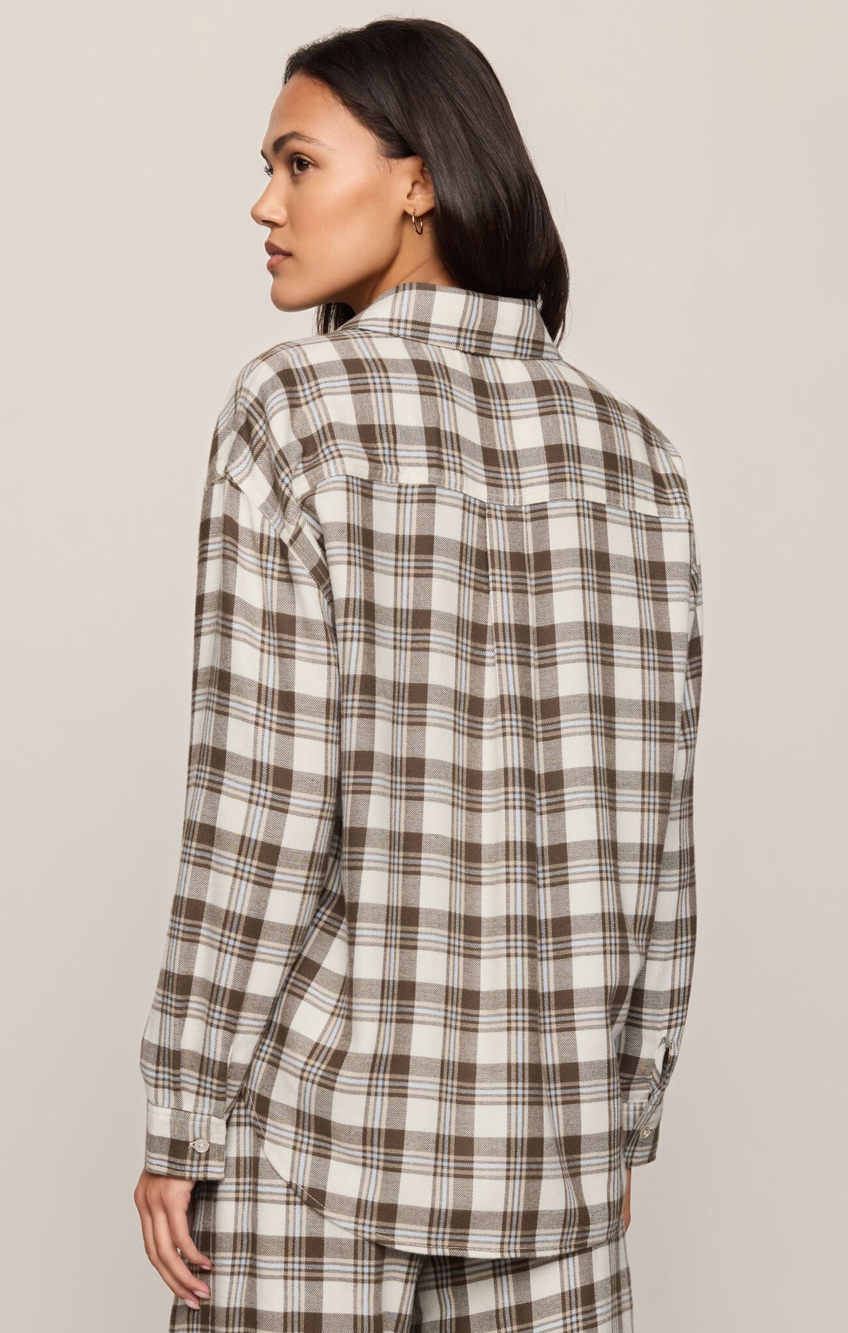 RIVER PLAID BUTTON UP COCOA BEAN