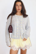 Daisy Embroidered Knit Cardigan