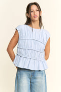Cap Sleeve Ruched Peplum Top