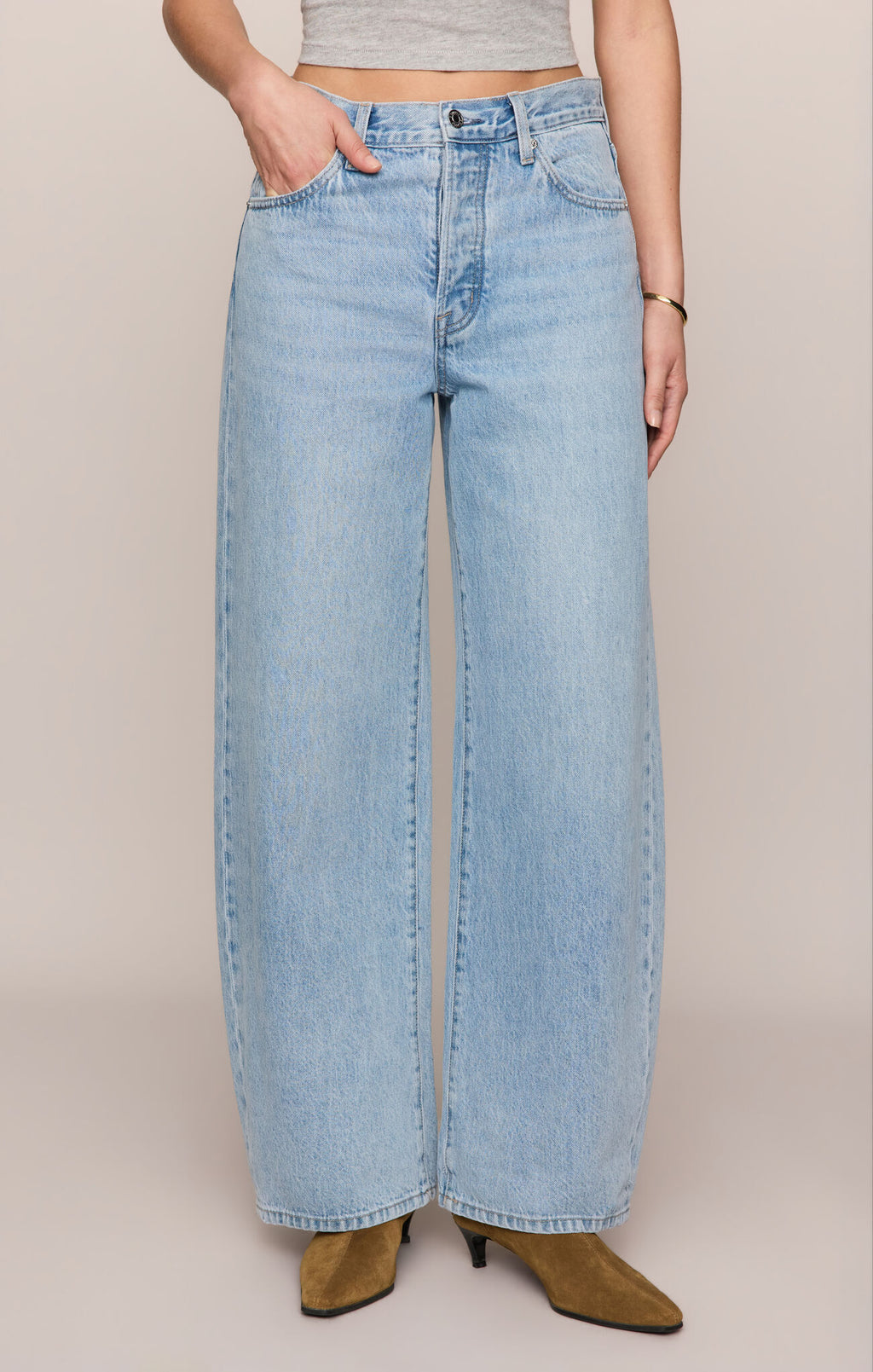 The Show Off High Rise Bowed Jean