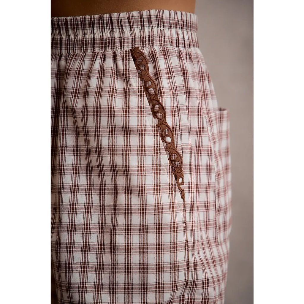Plaid Lace Trim Pant