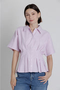 PLEATED  BUTTON DOWN SHIRT