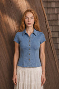 Denim Cinch Top