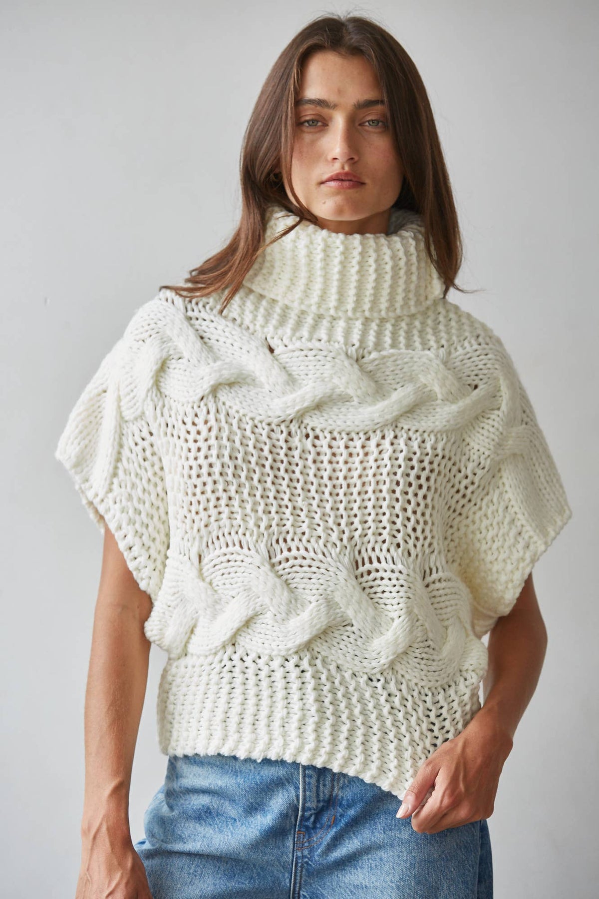 Cable Knit Turtle Neck Top