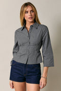 BUTTON UP & WAIST TIE-BACK TOP