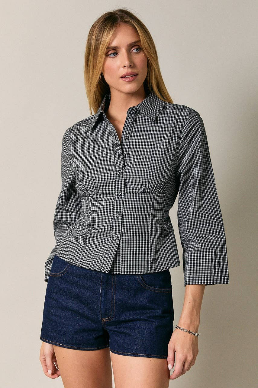 BUTTON UP & WAIST TIE-BACK TOP