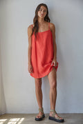Woven Linen Mini Dress
