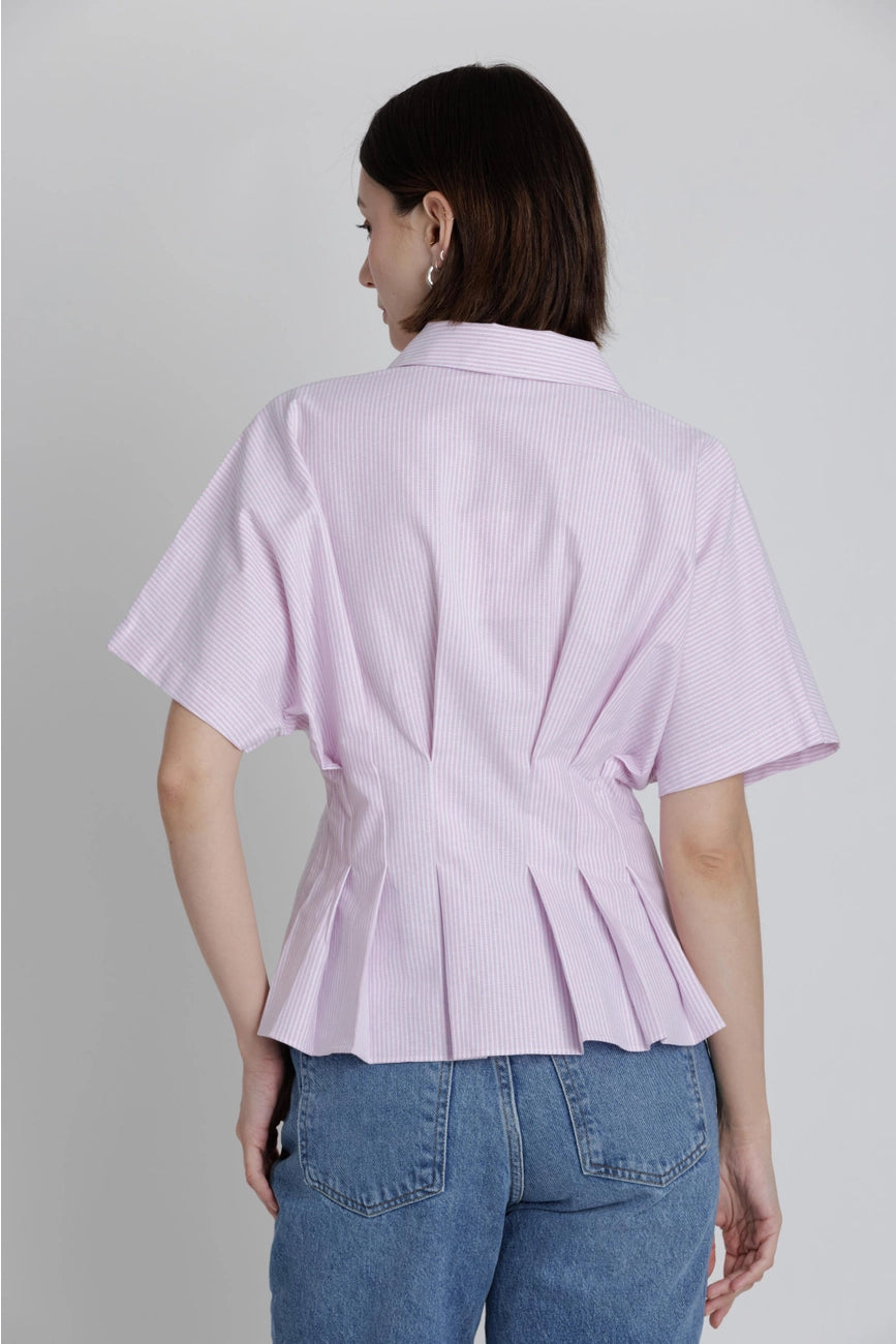 PLEATED  BUTTON DOWN SHIRT
