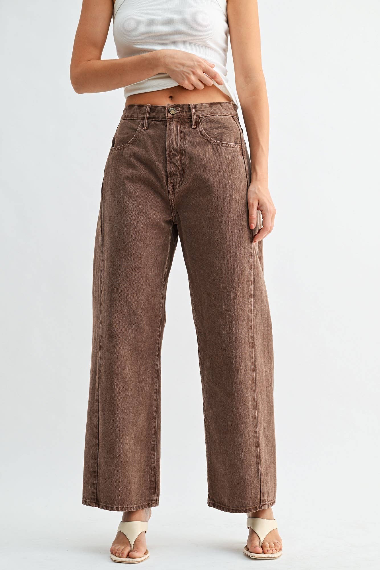 High Rise Barrel Twist Brown Jean