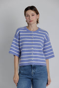 STRIPED S/S CARDIGAN