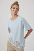 Slub Knit Lace Hem Tee