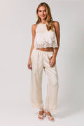 LACE TRIM WIDE LEG PANTS