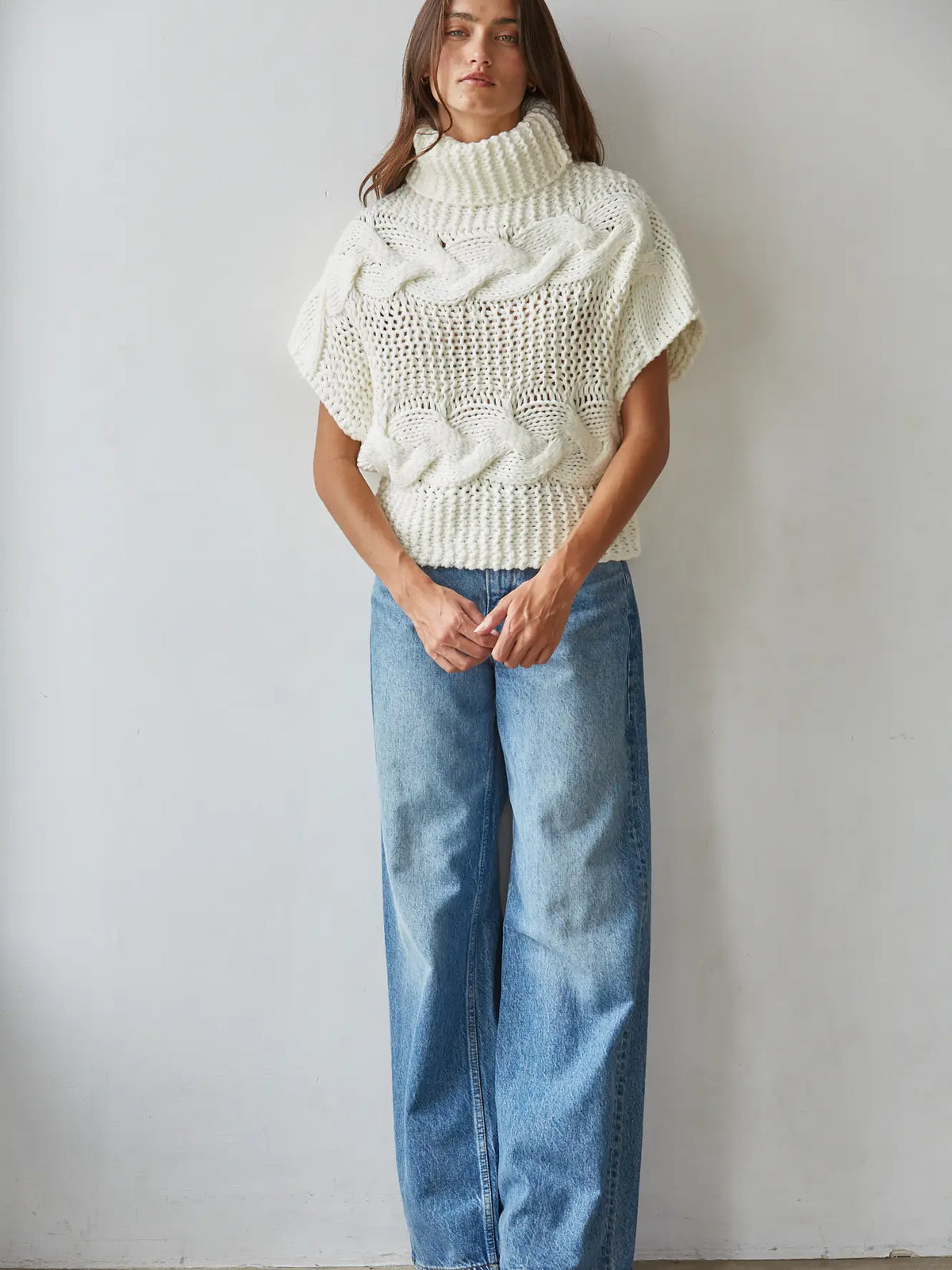 Cable Knit Turtle Neck Top