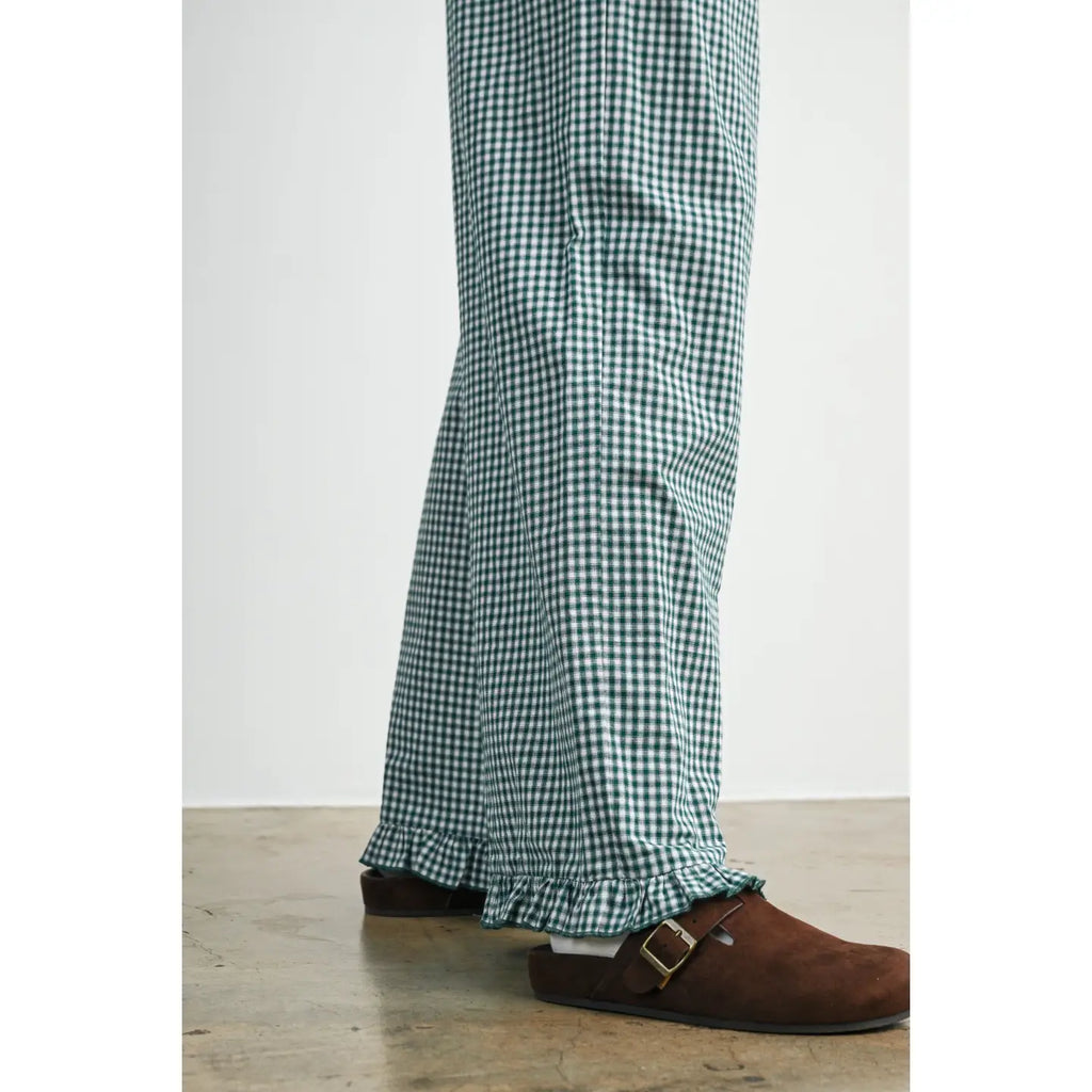 Gingham Ruffle Hem Pant