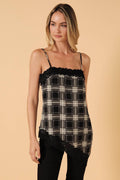 ASYMMETRIC LACE TRIM TANK