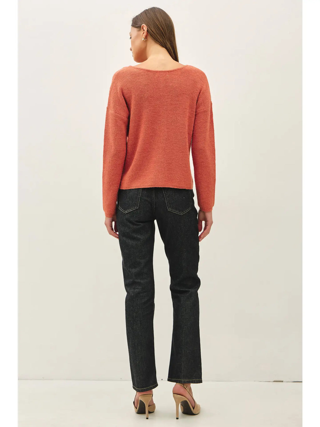 ROUND NECK WOOL RIBBED CARDIGAN