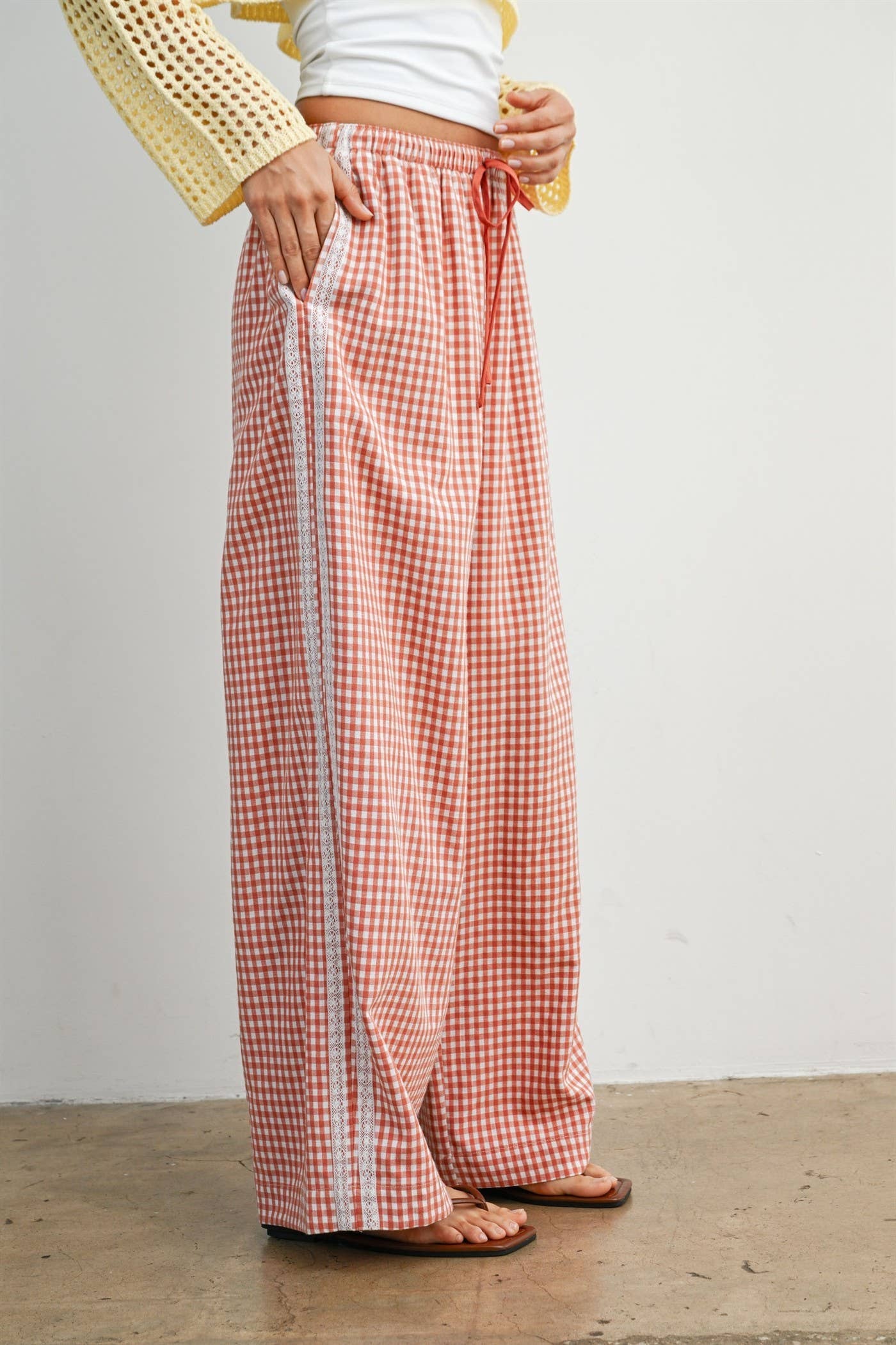 Gingham Lace Pants