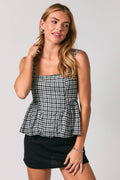 SQUARE NECK SLEEVELESS PEPLUM TOP