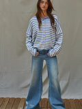 Knit Sweater Striped Cardigan Top
